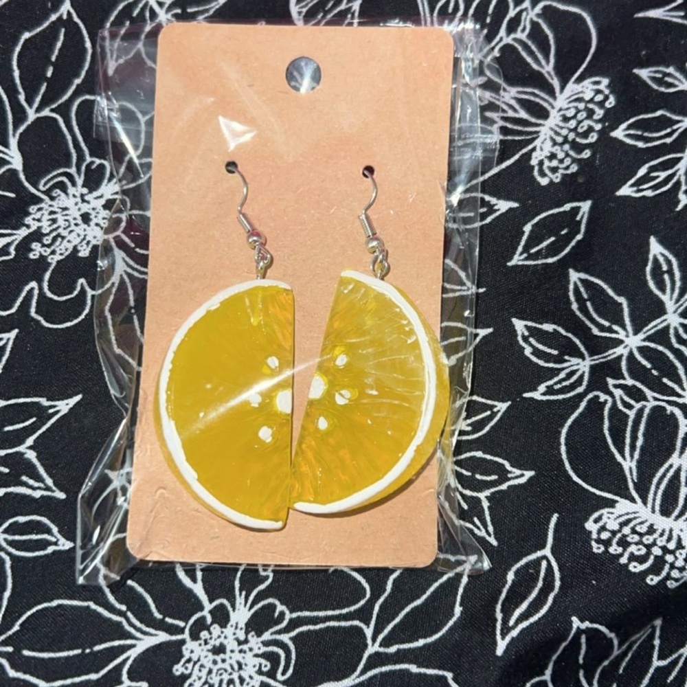 Yellow Citrus Slice Earrings